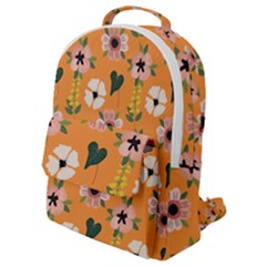 Flower Orange Pattern Floral Flap Pocket Backpack (small) by Dutashop