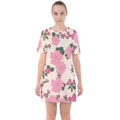 Floral Vintage Flowers Sixties Short Sleeve Mini Dress by Dutashop