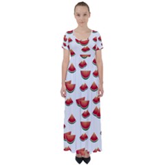 Summer Watermelon Pattern High Waist Short Sleeve Maxi Dress by Dutashop