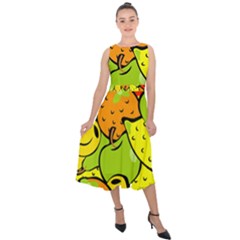 Fruit Food Wallpaper Midi Tie-back Chiffon Dress by Dutashop