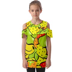 Fruit Food Wallpaper Fold Over Open Sleeve Top by Dutashop