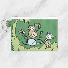 Ostrich Jungle Monkey Plants Canvas Cosmetic Bag (medium) by Bajindul