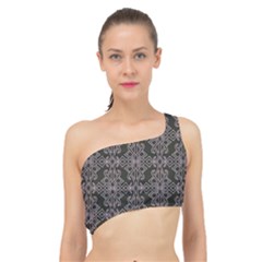 Line Geometry Pattern Geometric Spliced Up Bikini Top  by Amaryn4rt