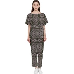 Line Geometry Pattern Geometric Batwing Lightweight Chiffon Jumpsuit by Amaryn4rt