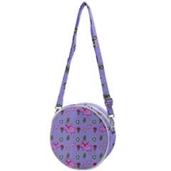 Flower Pink Pig Piggy Seamless Crossbody Circle Bag by Ravend
