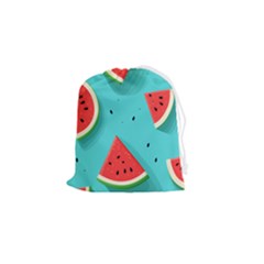 Watermelon Fruit Slice Drawstring Pouch (small) by Ravend