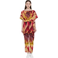 Bloom Blossom Close Up Flora Batwing Lightweight Chiffon Jumpsuit by Amaryn4rt