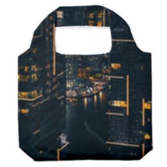 Photo Of Buildings During Nighttime Premium Foldable Grocery Recycle Bag by Modalart