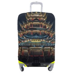 Blue Yellow And Green Lighted Pagoda Tower Luggage Cover (medium) by Modalart