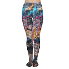 Aerial Photo Of Cityscape At Night Tights by Modalart