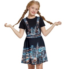Aerial Photography Of Lighted High Rise Buildings Kids  Apron Dress by Modalart