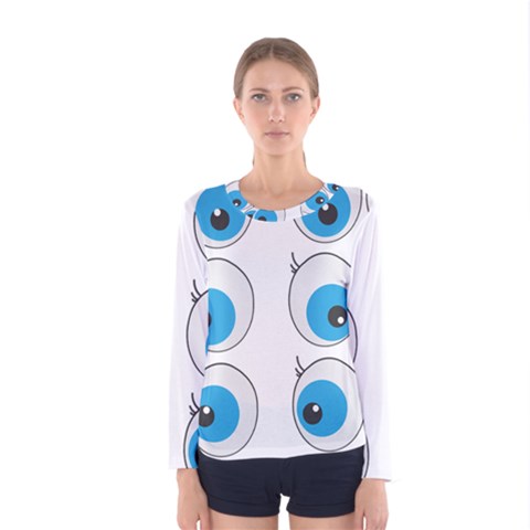 Eyes Comic Cartoon Fun Funny Toon Women s Long Sleeve T-shirt by Ndabl3x