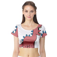 Dinosaur Dragon Drawing Cute Short Sleeve Crop Top by Ndabl3x