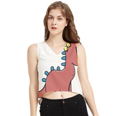 Dinosaur Dragon Drawing Cute V-neck Cropped Tank Top by Ndabl3x