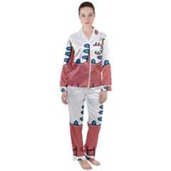 Dinosaur Dragon Drawing Cute Women s Long Sleeve Satin Pajamas Set	 by Ndabl3x