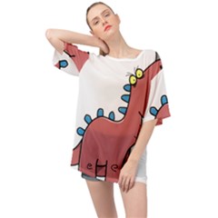 Dinosaur Dragon Drawing Cute Oversized Chiffon Top by Ndabl3x