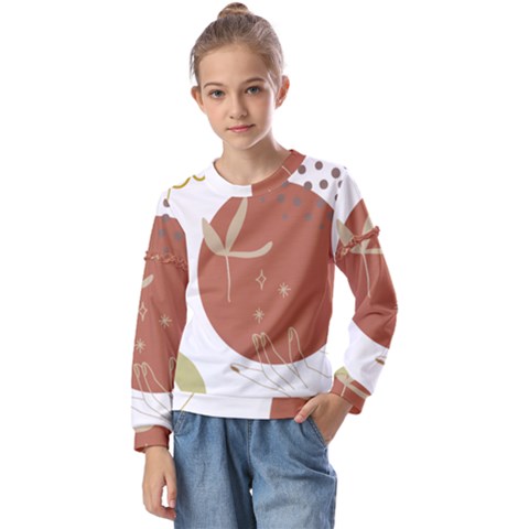 Abstract Pattern Art Drawing Kids  Long Sleeve T-shirt With Frill  by Ndabl3x