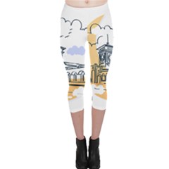 Poster Map Flag Lotus Boat Capri Leggings  by Grandong
