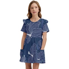 Flowers Petals Leaves Foliage Kids  Frilly Sleeves Pocket Dress by Grandong