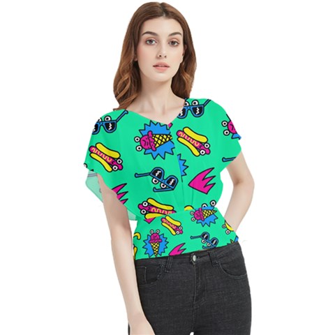 Pattern Adweek Summer Butterfly Chiffon Blouse by Ndabl3x