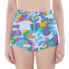 Pattern Hotdog Trap High-waisted Bikini Bottoms by Ndabl3x