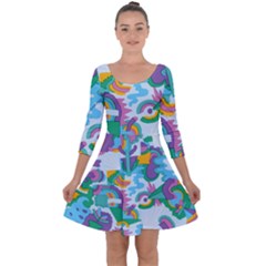 Pattern Hotdog Trap Quarter Sleeve Skater Dress by Ndabl3x