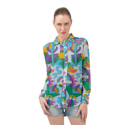 Pattern Hotdog Trap Long Sleeve Chiffon Shirt by Ndabl3x