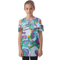 Pattern Hotdog Trap Fold Over Open Sleeve Top by Ndabl3x