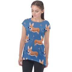 Corgi Patterns Cap Sleeve High Low Top by Ndabl3x