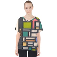 Door Stained Glass Stained Glass V-neck Dolman Drape Top by Sarkoni
