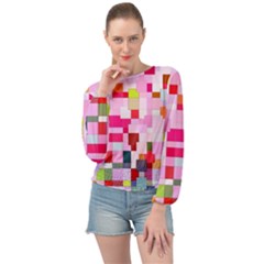 The Framework Paintings Square Banded Bottom Chiffon Top by Sarkoni