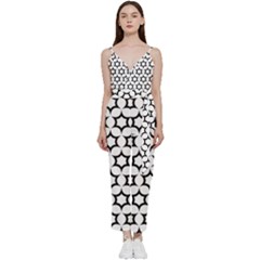 Pattern Star Repeating Black White V-neck Camisole Jumpsuit by Apen
