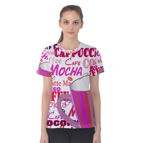 Coffee Cup Lettering Coffee Cup Women s Cotton T-shirt by Amaryn4rt