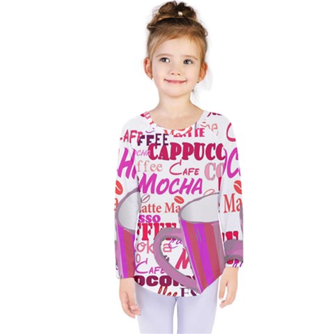 Coffee Cup Lettering Coffee Cup Kids  Long Sleeve T-shirt by Amaryn4rt