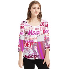 Coffee Cup Lettering Coffee Cup Chiffon Quarter Sleeve Blouse by Amaryn4rt