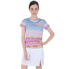 Pink And White Forest Illustration Adventure Time Cartoon Women s Sports Top by Sarkoni