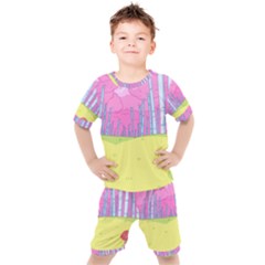 Red Mushroom Animation Adventure Time Cartoon Multi Colored Kids  T-shirt And Shorts Set by Sarkoni