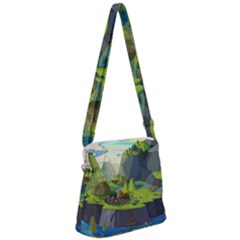 Cartoon Network Mountains Landscapes Seas Illustrations Adventure Time Rivers Zipper Messenger Bag by Sarkoni