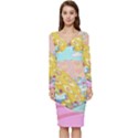 Pillows And Vegetable Field Illustration Adventure Time Cartoon Long Sleeve V-Neck Bodycon Dress  View1