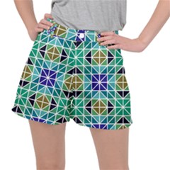 Mosaic Triangle Symmetry Women s Ripstop Shorts by Apen