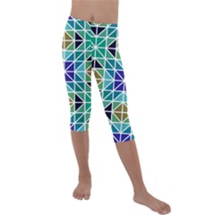 Mosaic Triangle Symmetry Kids  Lightweight Velour Capri Leggings  by Apen