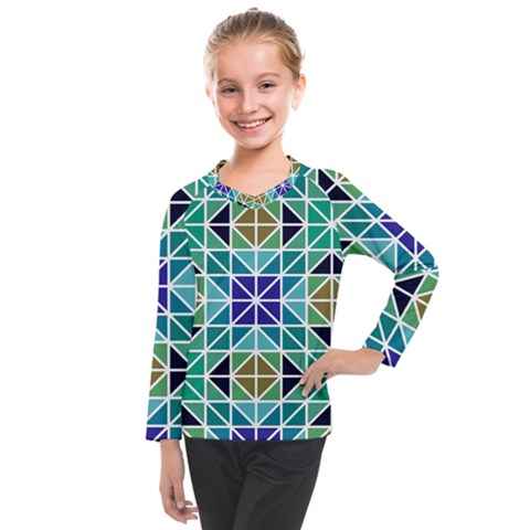Mosaic Triangle Symmetry Kids  Long Mesh T-shirt by Apen