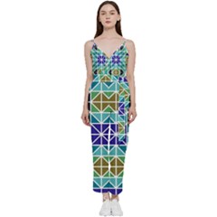 Mosaic Triangle Symmetry V-neck Camisole Jumpsuit by Apen