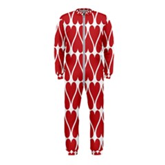 Hearts Pattern Seamless Red Love Onepiece Jumpsuit (kids) by Apen