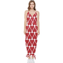 Hearts Pattern Seamless Red Love Sleeveless Tie Ankle Chiffon Jumpsuit by Apen