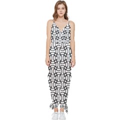 Ellipse Pattern Ellipse Dot Pattern Sleeveless Tie Ankle Chiffon Jumpsuit by Apen