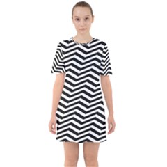 Zigzag Chevron Pattern Sixties Short Sleeve Mini Dress by Dutashop