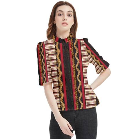 Textile Pattern Abstract Fabric Frill Neck Blouse by Modalart