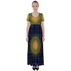 Technology System High Waist Short Sleeve Maxi Dress by Modalart