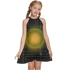 Technology System Kids  Halter Collar Waist Tie Chiffon Dress by Modalart